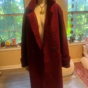 Nine West Burgundy Boucle Long Coat super soft coat in XL' Classy